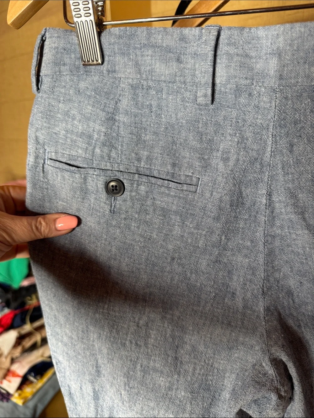 Perry Ellis Portfolio Slim Fit Linen Blend Chino Pants 30x30 Light Blue